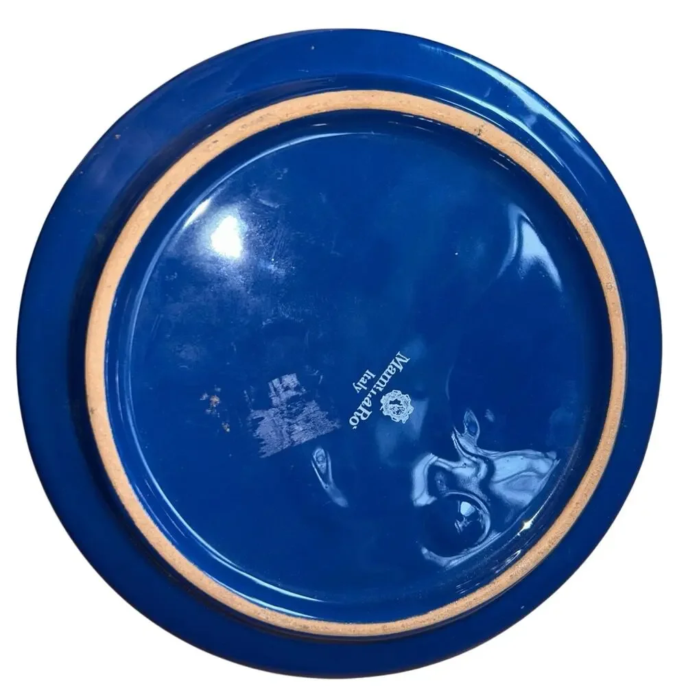Mamma Ro Italian pottery blue plate saucer candle holder